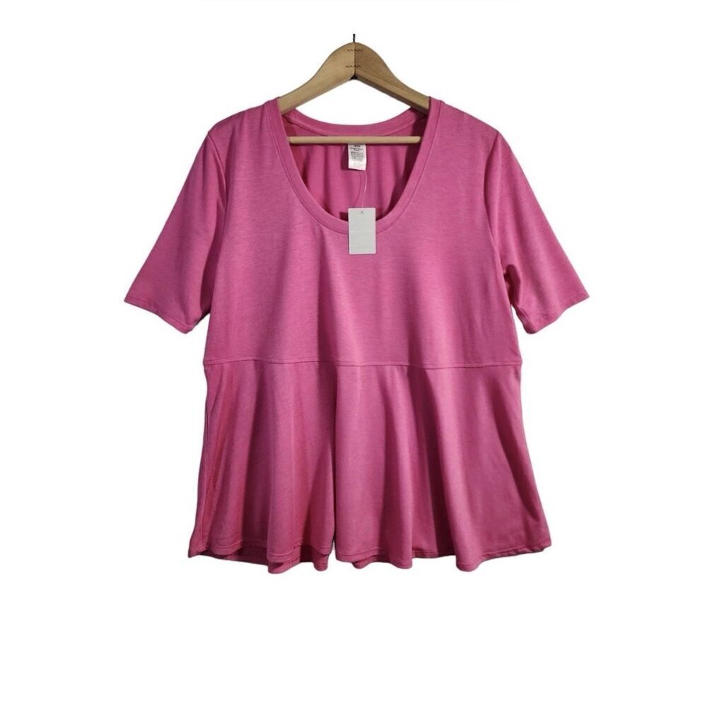 2x$18 West Loop Size L High Waist Tunic Top Short Sleeve Swing T Shirt Pink. New